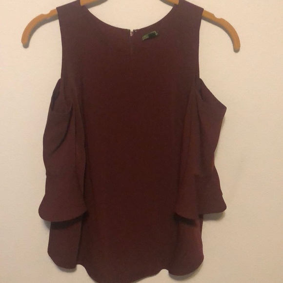 Ann Taylor Tops - Wine Colored Ann Taylor Cold shoulder blouse